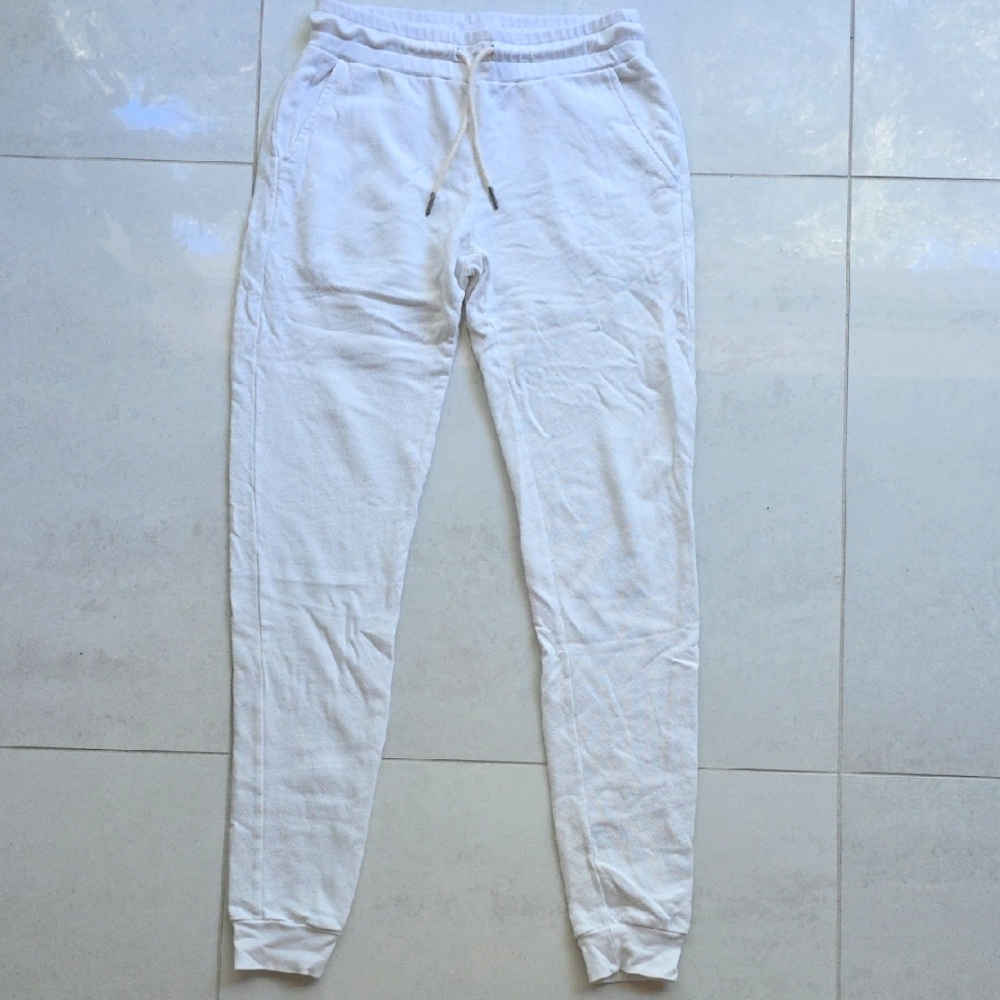Mate The Label White Jogger Sweatpants xs Drawstring 100% Organic Cotton